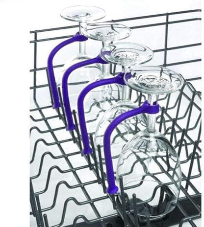 8 Pack Silicone Stemware Saver Flexible Stemware Holder Dishwasher Wine Glass Protector Tether Silicone Dishwasher Attachment Purple by PPX