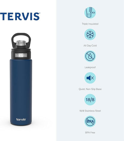 Tervis NBA Chicago Bulls Leather Triple Walled Insulated Tumbler, 24oz Wide Mouth Bottle, Stainless Steel