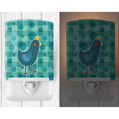 Caroline's Treasures BB6786CNL Polkadot Chicken Ceramic Night Light Compact, UL-Certified, Ideal for Bedroom, Bathroom, Nursery, Hallway, Kitchen, 6x4x3, Multicolor