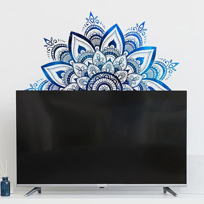 Blue and White Mandala Wall Sticker - Stylish Geometric Decor, 1 Sheet Set