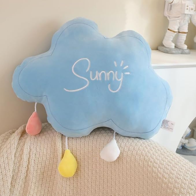 Moon Rainbow Cloud Pillow Cushion, Soft Plush Cloud Shaped Pillow Stuffed Rainbow and Moon Nursery Decor,Bedside Sofa Sleeping Pillow, Kids Cute Candy Color Cushion (Cloud)