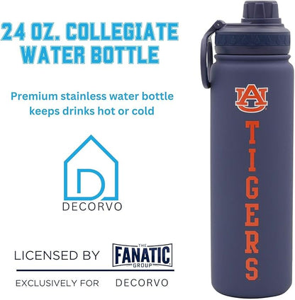Auburn Tigers Water Bottle - Navy Blue Double Walled Stainless Steel 24 oz Keeps Drinks Cold or Hot