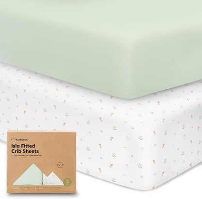 2-Pack Crib Sheets for Boys,Girls - Viscose Derived from Bamboo Fitted Crib Sheet, Organic Baby Crib Sheets, Crib Mattress Sheet,Toddler Bed Sheets,Baby Sheets for Crib Fitted Sheets(Wildflowers)