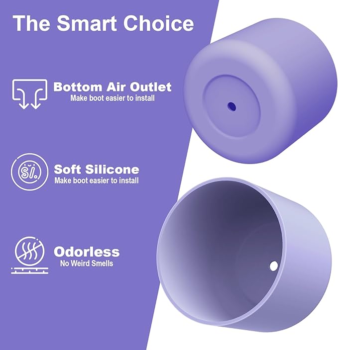 2PCS Silicone Water Bottle Boot for Owala 24oz 32oz 40oz, Anti-Slip Protective Sleeve Bottom Bumper Protector for FreeSip, Twist, and Flip Stainless Steel Water Bottles