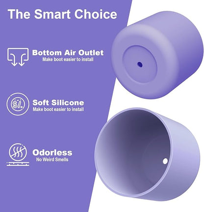 2PCS Silicone Water Bottle Boot for Owala 24oz 32oz 40oz, Anti-Slip Protective Sleeve Bottom Bumper Protector for FreeSip, Twist, and Flip Stainless Steel Water Bottles