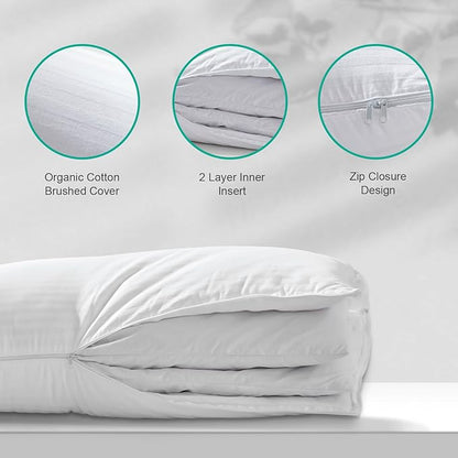 APSMILE 2-in-1 Assembleable Goose Feathers Down Pillow for Sleeping, King Size Soft-Medium-Firm Adjustable Bed Pillow Insert for Stomach, Back or Side Sleepers, 20x36