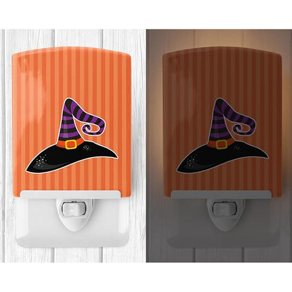 Caroline's Treasures BB9160CNL Halloween Witch's Hat #2 Ceramic Night Light Compact, UL-Certified, Ideal for Bedroom, Bathroom, Nursery, Hallway, Kitchen, 6x4x3, Multicolor
