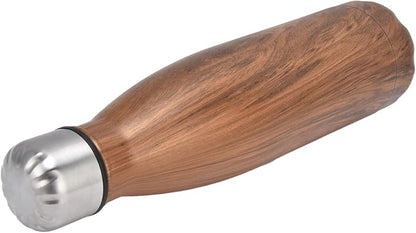 Thermal Flask, Water Bottles Durable Stainless Steel Double Wall Easy to for Camping Hiking Travel for School Outdoor Sports(Wood Grain)