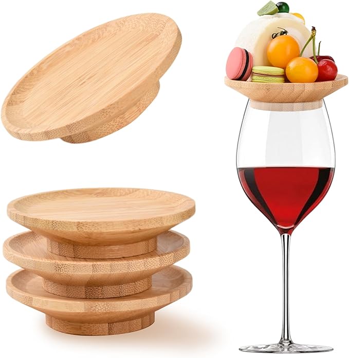 4 Pcs Wine Glass Charcuterie Topper, Wine Glass Topper Coasters Plate, Wine Glass Charcuterie Board Topper for Family Gatherings, Restaurants, Bars