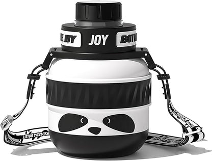 Stainless-Steel Water Bottle: Kids Water Bottle, Leakproof Lid, Perfect Sip, Double Insulated, Eco-Friendly, Dishwasher Safe & Stylish Strap, Gifts for Kids (Panda, 16 oz)