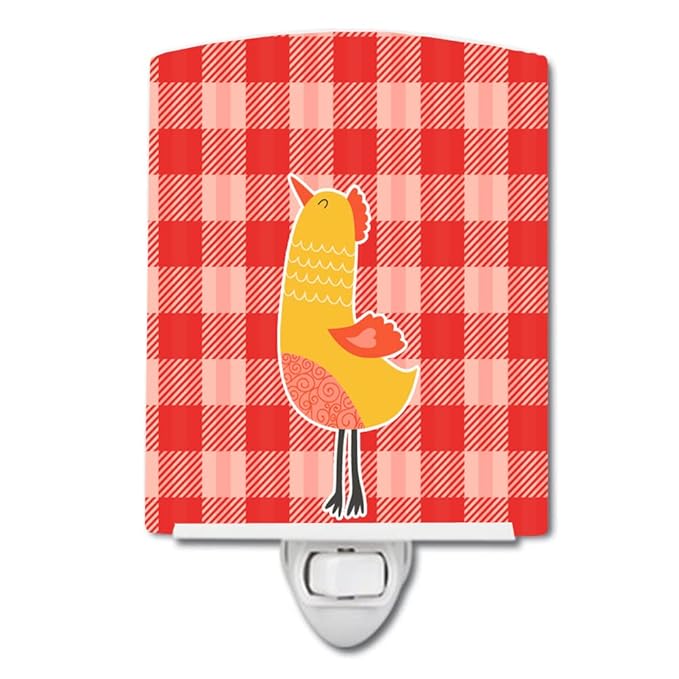 Caroline's Treasures BB6775CNL Chicken Ceramic Night Light Compact, UL-Certified, Ideal for Bedroom, Bathroom, Nursery, Hallway, Kitchen, 6x4x3, Multicolor