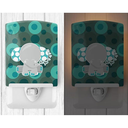 Caroline's Treasures BB6838CNL Polkadot Naptime Elephant Ceramic Night Light Compact, UL-Certified, Ideal for Bedroom, Bathroom, Nursery, Hallway, Kitchen, 6x4x3, Multicolor