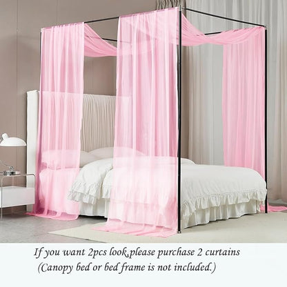 Akiky Bed Canopy for Girls Pink Sheer Canopy Bed Curtains Sheer Scarf Valance 1 Canopy Panel Full Queen Size Bed Scarf Drapes Bed décor