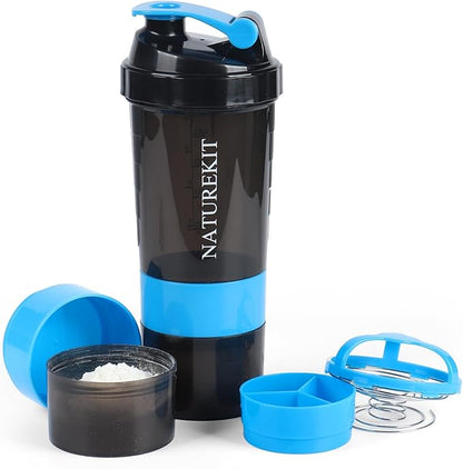 Shaker Bottle,Protein Shaker Bottle, 16 oz GYM Shaker Cup with shaker Ball,Shaker Cups for Protein Shakes, Drink Mixer Bottle with Storage,BAP Free,Leakproof,Blue