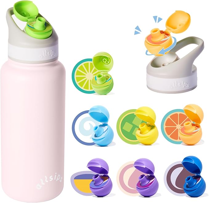 32oz Stainless Steel Air Water Bottle with Straw & 7 Refresher ScentSip Flavor Pods | Leak-Proof, Dishwasher Safe | Zero Calorie, Zero Sugar Flavored Water Bottle（Pink）