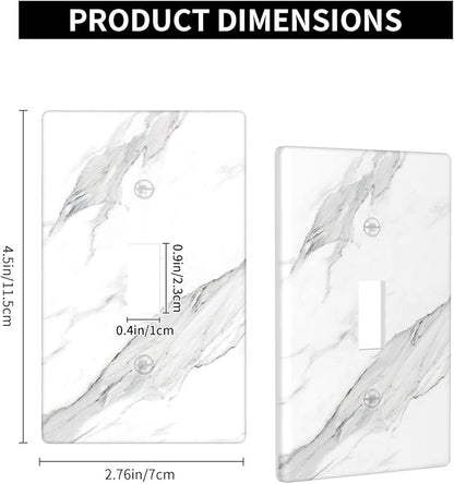 Marble Grey Wall Plate Decorative Light Switch Cover 1-Gang Single Toggle Faceplate for Bathroom Farmhouse Kitchen Bedroom White
