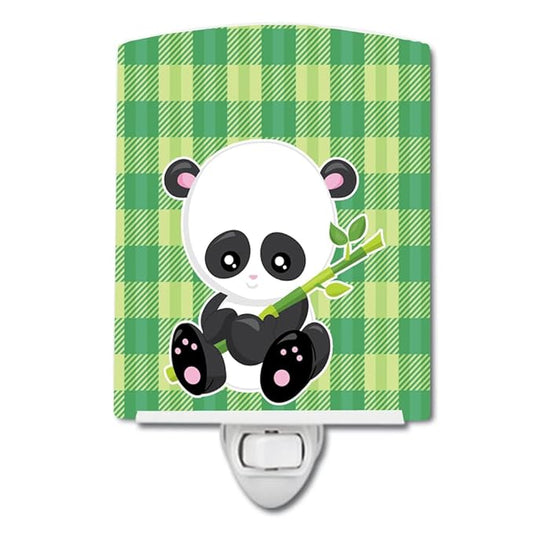 Caroline's Treasures BB6801CNL Panda Lucky Bamboo Ceramic Night Light Compact, UL-Certified, Ideal for Bedroom, Bathroom, Nursery, Hallway, Kitchen, 6x4x3, Multicolor