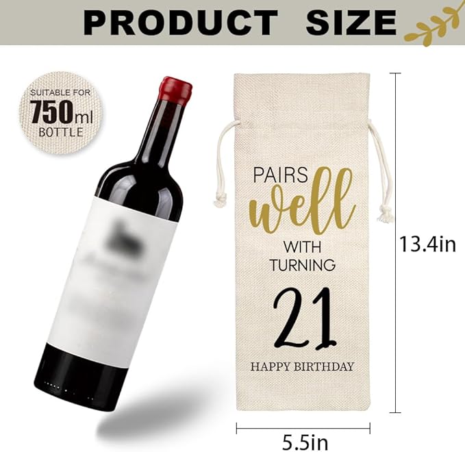 21st Birthday Wine Bag Gifts for Her, Cool 21st Birthday Gifts, 21st Birthday Gift Ideas for Women Men, 21 Years Old Birthday Party Decoration Wine Bag Gifts, 2003 Wine Bag