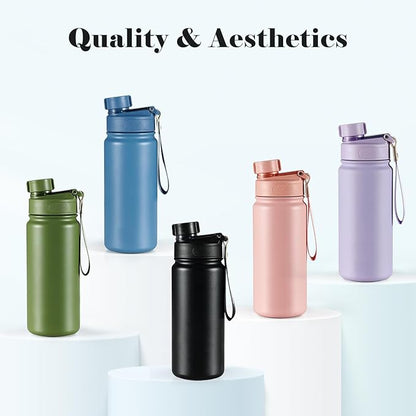 25 oz gym water bottle with straw, leak proof - men's/women's sports metal water bottle - double vacuum insulated stainless steel water bottle for gym, outdoors or traveling