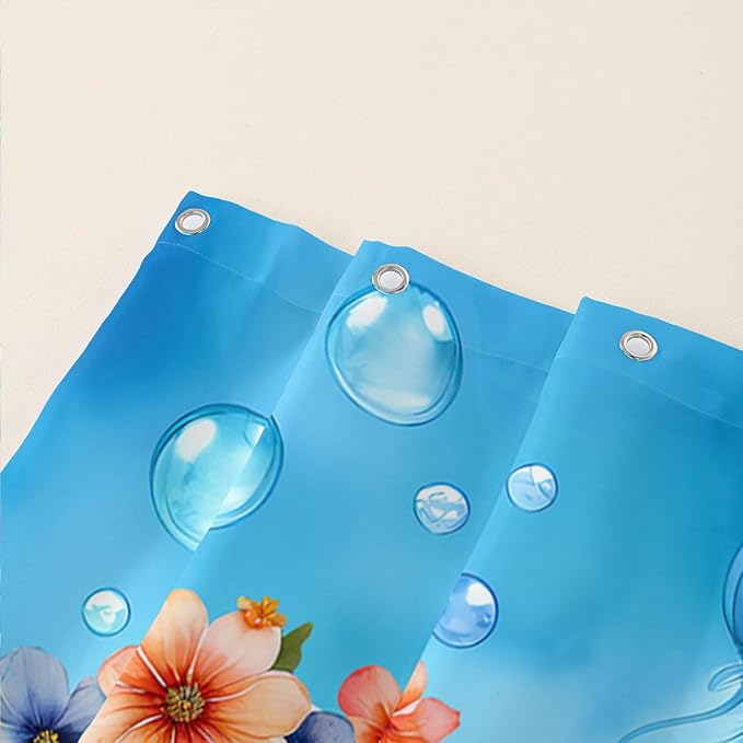 AILONEN Sea Turtle Shower Curtain for Bathroom,Cute Ocean Turtle Shower Curtain with 12 Plastic Hooks,Colorful Coral Jellyfish Print Bath Curtain Polyester Waterproof 60" W*72" H