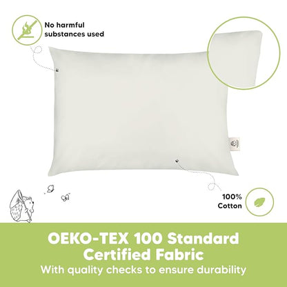 2-Pack Toddler Pillow - Soft Organic Cotton Toddler Pillows for Sleeping - 13X18 Small Pillow for Kids - Kids Pillows for Sleeping - Kids Pillow for Travel, School, Nap, Age 2 to 5 (Pearl Gray)