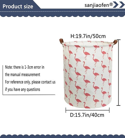 Pink Laundry Hamper,Kids Laundry Basket,Girls Hamper for Girls Room Decor,Nursery Hamper,Toy Bins,Bedroom. (Flamingo)