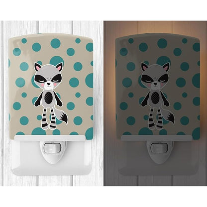 Caroline's Treasures BB9180CNL Raccoon #2 Ceramic Night Light Compact, UL-Certified, Ideal for Bedroom, Bathroom, Nursery, Hallway, Kitchen, 6x4x3, Multicolor