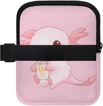 Cute Axolotl Stanley Cup Pouch with Adjustable Strap Water Bottle Storage Bag for 40oz IceFlow Tumbler Pouch for Stanley Accessories Pink