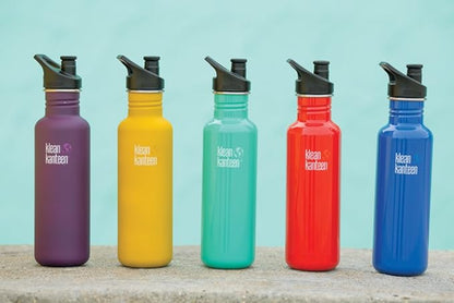 Klean Kanteen Classic Stainless Steel Singel Wall Non-Insulated Water Bottle with Sport Cap