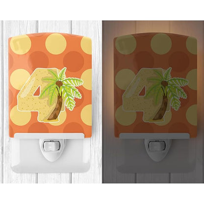 Caroline's Treasures BB9011CNL Zoo Month 4 Palm Tree Ceramic Night Light Compact, UL-Certified, Ideal for Bedroom, Bathroom, Nursery, Hallway, Kitchen, 6x4x3, Multicolor