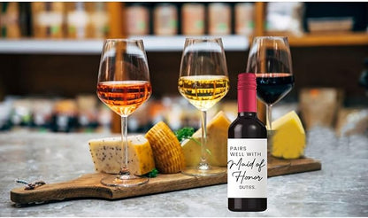24Pcs Mini Maid of Honor Wine Labels, Bridesmaid Proposal Gifts, Wedding Engagement Gift for Maid of Honor Bridesmaid Wine Label, Pairs Well with Maid of Honor Duties
