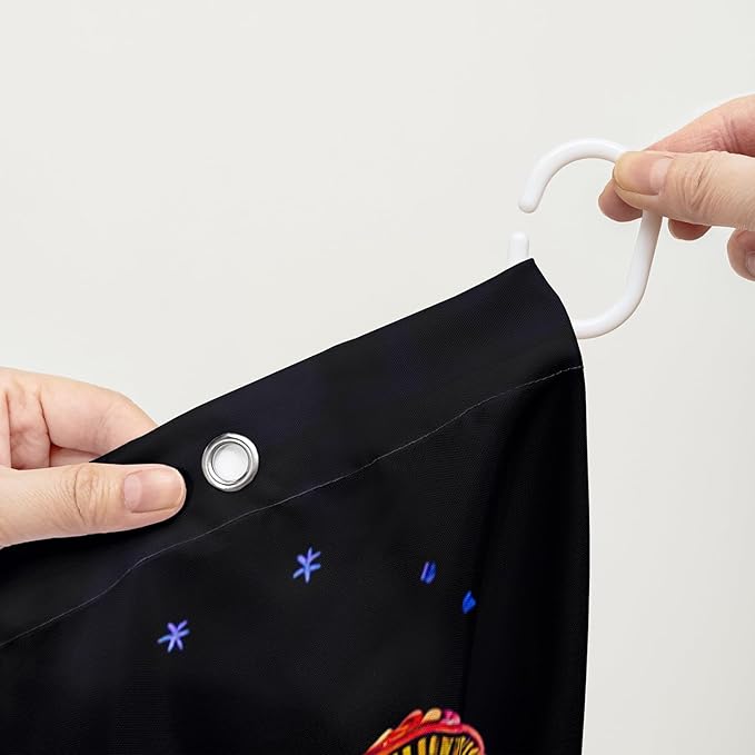 AILONEN Mushroom Skull Shower Curtain for Bathroom, Green Starry Moon Skull Bath Curtain,Fantasy Fungus Skeleton Decor Bathroom Waterproof Curtain with 12 Plastic Hooks, 72" W*72" H