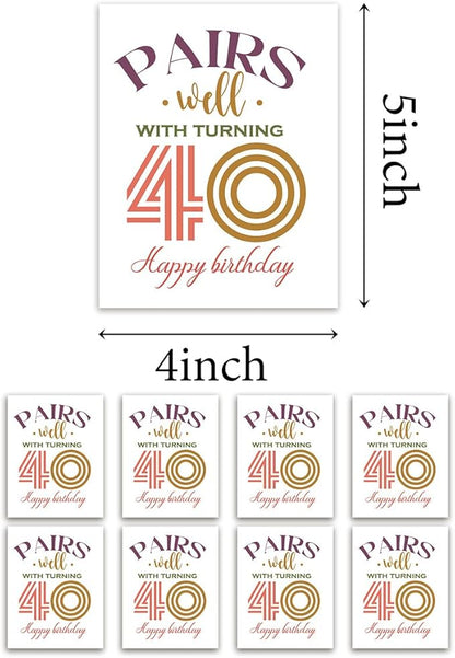 8 Pcs 40th Birthday Gifts for Women Men Wine Labels, Happy 40th Birthday Party Decorations Woman Man Wine Bottle Stickers, 40 Year Old Bbirthday Gifts for Women, 40th Wine Bottle Labels