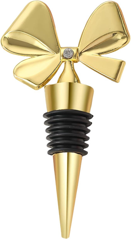 3 Pack Bowknot Wine Bottle Stoppers, Holiday Decor - zinc alloy Decorative Wine Stoppers - Wine Gift for Hostess - Cute Wine and Beverage Corker Bottle Sealers Women's Day gifts
