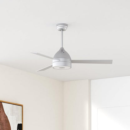 52 Inch Plated Finish Ceiling Fan with RGB Dimming LED Light,with Music Bluetooth Speaker,Remote Control,3-Speed Regulation,Reversible Motor,Timing,for Living Room,Bedroom,Restaurant,Outdoor