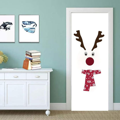 IARTTOP Cute Santa Claus Wall Sticker，Vinyl Christmas Reindeer Art Wall Decal Kitchen Fridge Window DIY Wall Sticker Home Decor