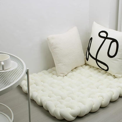 XHJRI Thickened Braided Knot Seat Mat, Knotted Floor Decorative Cushion, Handmade Baby Infant Playing Pad Nursery Rug (27.5 * 31.5 Inch,Beige)