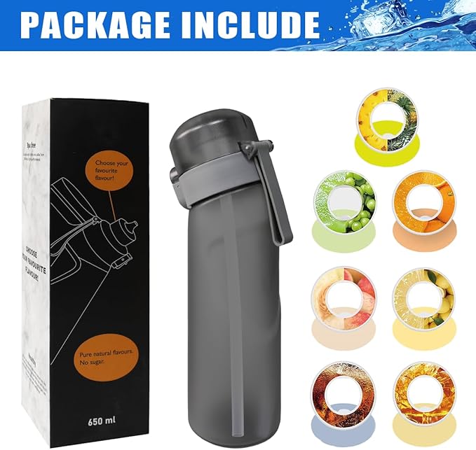 Air Water Bottle with 7Pcs Flavor Pods 26.3Oz Scent Water Bottle Fruit Fragrance Water Bottle,Scent Water Cup,Sports Water Cup Suitable for Outdoor Sports