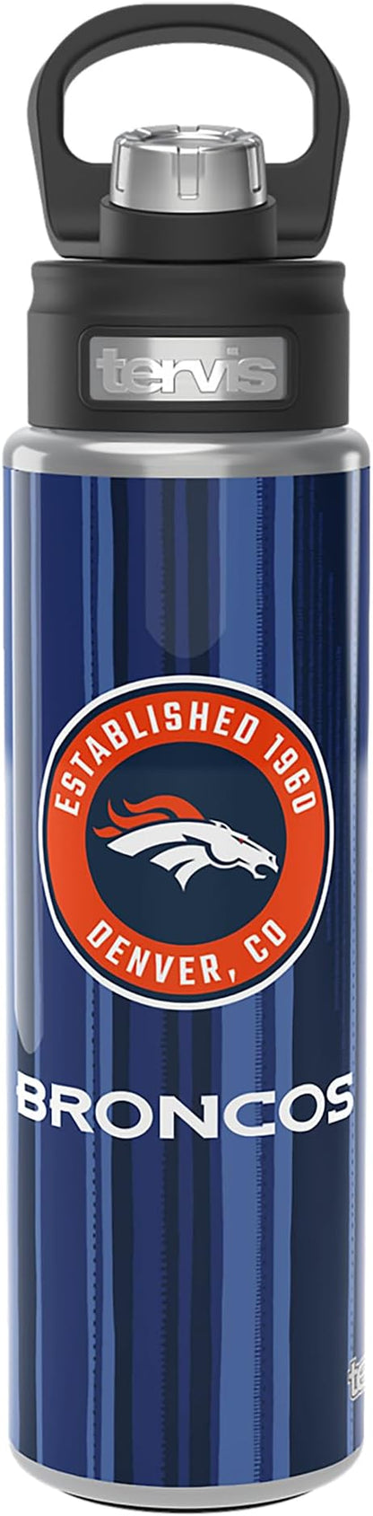 Tervis NFL Denver Broncos - All In Triple Walled Insulated Tumbler Travel Cup Keeps Drinks Cold, 24oz Wide Mouth Bottle, Stainless Steel