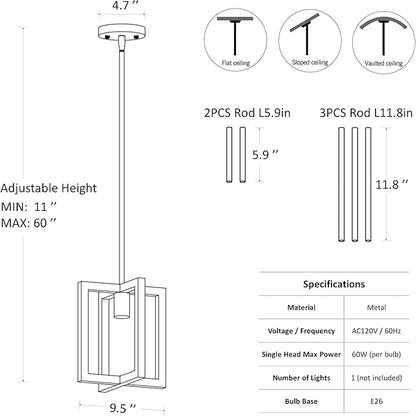 Mini Modern Farmhouse Gold Pendant Lighting for Kitchen Island, Adjustable Industrial Entryway Light Fixture Hanging for for Hallway Bedroom Dining Room Closet