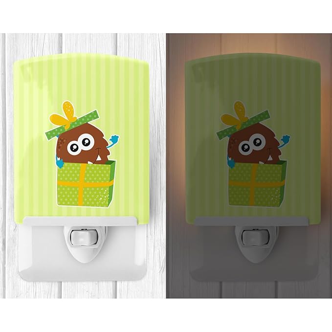 Caroline's Treasures BB9099CNL Birthday Monster Present Ceramic Night Light Compact, UL-Certified, Ideal for Bedroom, Bathroom, Nursery, Hallway, Kitchen, 6x4x3, Multicolor