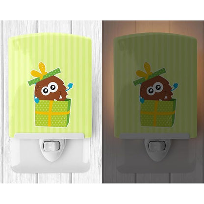 Caroline's Treasures BB9099CNL Birthday Monster Present Ceramic Night Light Compact, UL-Certified, Ideal for Bedroom, Bathroom, Nursery, Hallway, Kitchen, 6x4x3, Multicolor