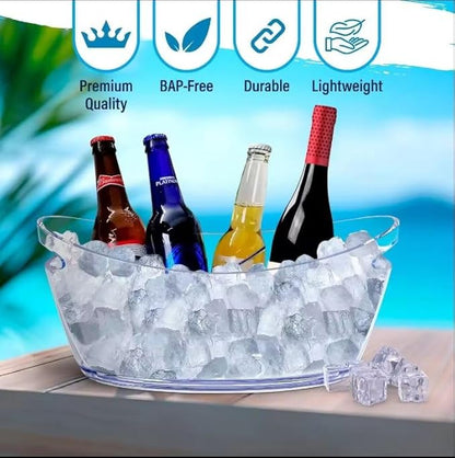Acrylic Ice Bucket for Parties – Champagne Bucket 5.5 Liter Large Plastic Ice Bucket for Cocktail Bar – Clear Ice Tub for Drinks | 02 PCS Champagne Beverage Ice Bowls
