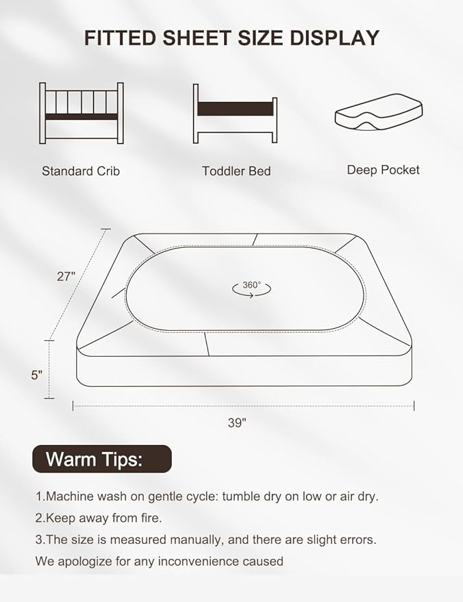 39"x27" Pack and Play Sheets for Baby Boys and Girls, White Neutral Muslin Cotton Small Pack n Play Mattress Pad Cover, 39"x27" Soft and Breathable Baby Sheets for Pack and Play (46P-12)