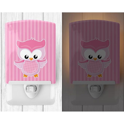 Caroline's Treasures BB9047CNL Girl Bird on Pink Ceramic Night Light Compact, UL-Certified, Ideal for Bedroom, Bathroom, Nursery, Hallway, Kitchen, 6x4x3, Multicolor