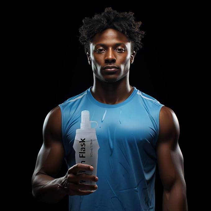 500ML Soft Flask, Running Water Bottle Foldable TPU Hydration Flask for Running Hydration Pack Cycling Hiking Marathon, Clear Pack of 2