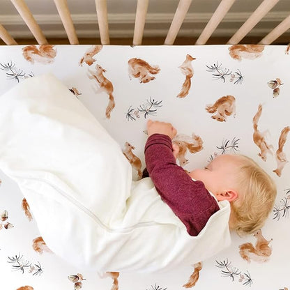 GRSSDER Stretchy Ultra Soft Jersey Knit Pack and Play Sheets 2 Pack, Portable/Mini Crib Sheets Universal Fitted for Playpen Mattress Safe and Snug, Stylish Cute Animal Print Baby Sheets