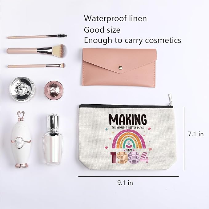 40th Birthday Gifts for Women, 40 Years Old Birthday Gifts Makeup Bag for Mom, Wife, Friend, Sister, Travel Toiletry Makeup Organizer Zipper Pouch - Making The World a Better Place Since 1984