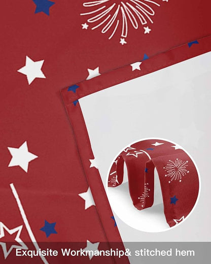 Patriotic 4th of July Kitchen Curtains Valances for Windows Red White Blue Stars Freedom Rod Pocket Window Treatment for Kitchen /Living Room/Bedroom/ Bathroom, 42" X 12", Memorial Day Summer