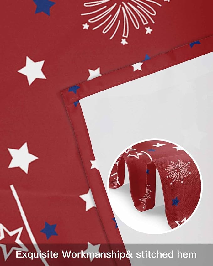 Patriotic 4th of July Kitchen Curtains Valances for Windows Red White Blue Stars Freedom Rod Pocket Window Treatment for Kitchen /Living Room/Bedroom/ Bathroom, 42" X 18", Memorial Day Summer